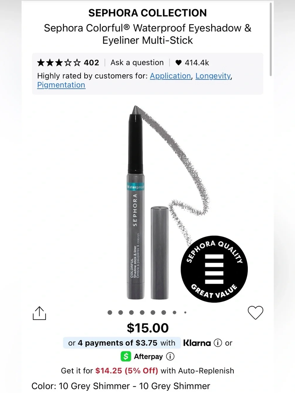 Set of Sephora Collection Waterproof Eyeliner (2) + EyeShadow Stick